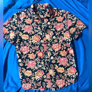 Forever 21 Black Floral Button Down Shirt